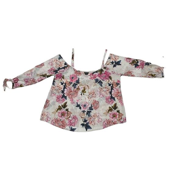 Torrid White Floral Cold Shoulder Top - 0 - Picture 7 of 11